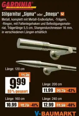 V Baumarkt GARDINIA Stilgarnitur ,,Sigma“ oder Omega Angebot