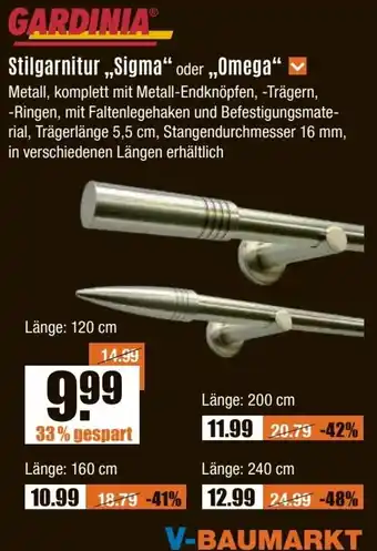 V Baumarkt GARDINIA Stilgarnitur ,,Sigma“ oder Omega Angebot