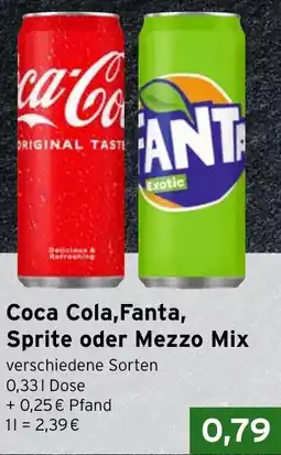 CAP Markt Coca Cola, Fanta, Sprite oder Mezzo Mix Angebot