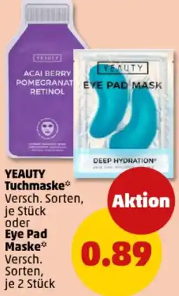 PENNY YEAUTY Tuchmaske oder Eye Pad Maske Angebot