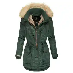 Netto Marken-Discount MARIKOO Damen Designer Wintermantel Winter Parka mit Kunstpelz-Kapuze Grinsekatze Angebot