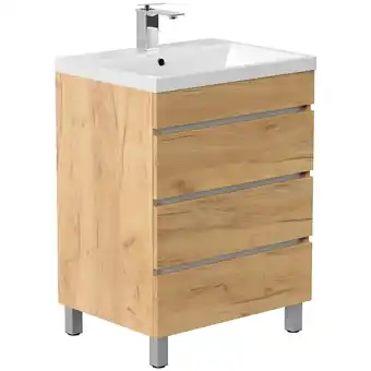 Netto Marken-Discount Stand Badmöbel Fellini 70 SoftClose eiche gold mit drei grifflosen Schubladen Angebot