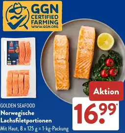 Aldi Süd GOLDEN SEAFOOD Norwegische Lachsfiletportionen Angebot