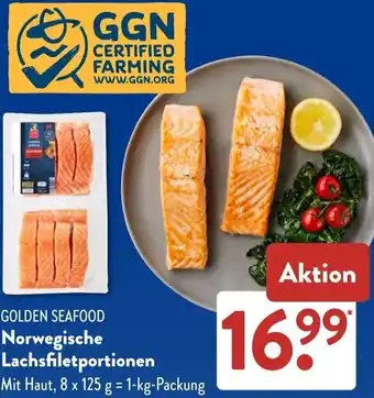 Aldi Süd GOLDEN SEAFOOD Norwegische Lachsfiletportionen Angebot