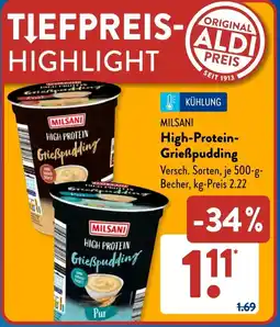 Aldi Süd MILSANI High-Protein Grießpudding Angebot
