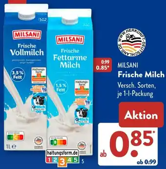 Aldi Süd MILSANI Frische Milch Angebot