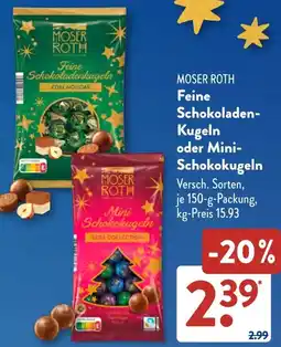 Aldi Süd MOSER ROTH Feine Schokoladen Kugeln oder Mini Schokokugeln Angebot