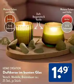 Aldi Süd HOME CREATION Duftkerze im bunten Glas Angebot
