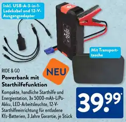 Aldi Süd RIDE & GO Powerbank mit Starthilfefunktion Angebot