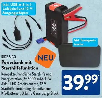 Aldi Süd RIDE & GO Powerbank mit Starthilfefunktion Angebot