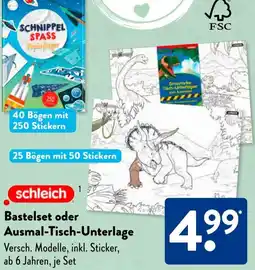 Aldi Süd Schleich Bastelset oder Ausmal-Tisch-Unterlage Angebot