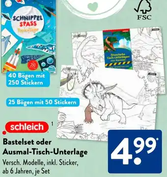 Aldi Süd Schleich Bastelset oder Ausmal-Tisch-Unterlage Angebot