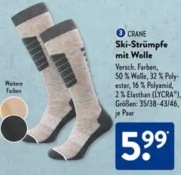 Aldi Süd CRANE Ski-Strümpfe mit Wolle Angebot