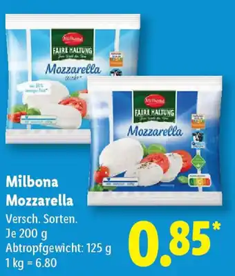 Lidl Milbona Mozzarella Angebot