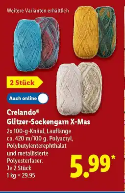 Lidl Crelando Glitzer-Sockengarn X-Mas Angebot
