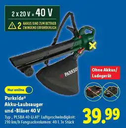 Lidl Parkside Akku-Laubsauger und -Bläser 40 V Angebot