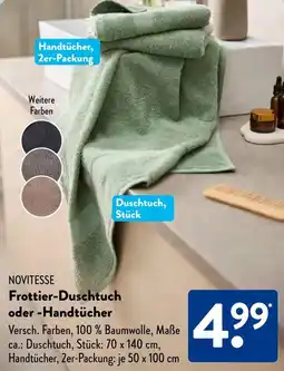 Aldi Süd NOVITESSE Frottier-Duschtuch oder Handtücher Angebot