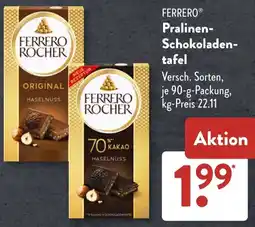 Aldi Süd FERRERO Pralinen Schokoladentafel Angebot