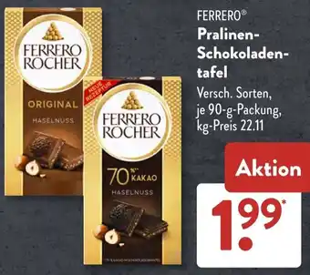 Aldi Süd FERRERO Pralinen Schokoladentafel Angebot