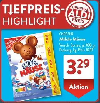 Aldi Süd CHOCEUR Milch-Mäuse Angebot