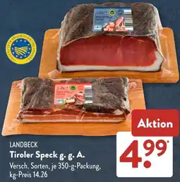 Aldi Süd LANDBECK Tiroler Speck g. g. A. Angebot