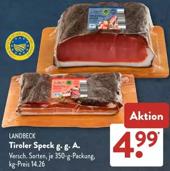 Aldi Süd LANDBECK Tiroler Speck g. g. A. Angebot