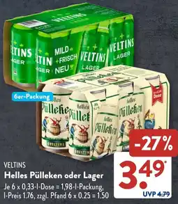 Aldi Süd VELTINS Helles Pülleken oder Lager Angebot
