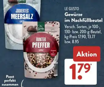 Aldi Süd LE GUSTO Gewürze im Nachfüllbeutel Angebot