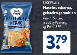 Aldi Süd BACK FAMILY Haselnusskerne, gehackt/gemahlen Angebot
