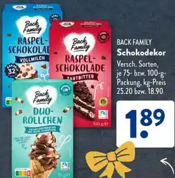 Aldi Süd BACK FAMILY Schokodekor Angebot