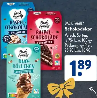 Aldi Süd BACK FAMILY Schokodekor Angebot