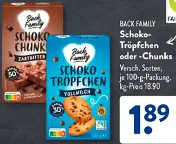 Aldi Süd BACK FAMILY Schoko Tröpfchen oder Chunks Angebot
