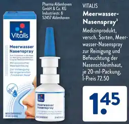 Aldi Süd VITALIS Meerwasser Nasenspray Angebot