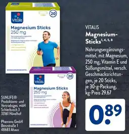 Aldi Süd VITALIS Magnesium Sticks Angebot