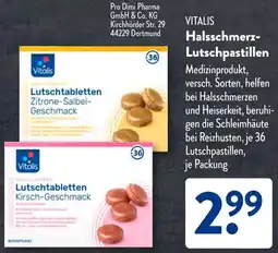 Aldi Süd VITALIS Halsschmerz Lutschpastillen Angebot