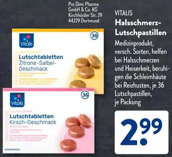 Aldi Süd VITALIS Halsschmerz Lutschpastillen Angebot
