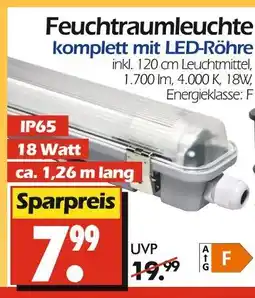 Wreesmann Feuchtraumleuchte komplett mit led-röhre Angebot