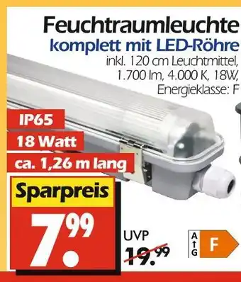 Wreesmann Feuchtraumleuchte komplett mit led-röhre Angebot