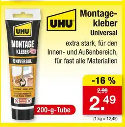 Zimmermann Uhu montagekleber universal Angebot