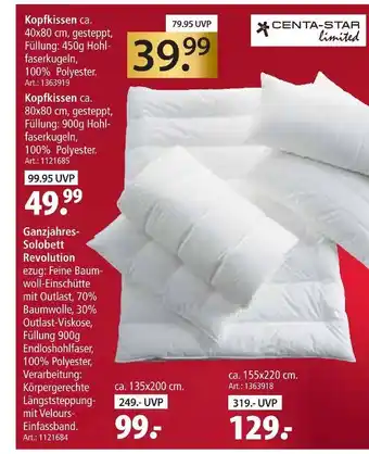 Zurbrüggen Centa-star limited kopfkissen Angebot