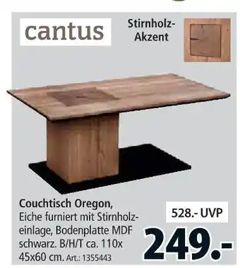 Zurbrüggen Cantus couchtisch oregon Angebot