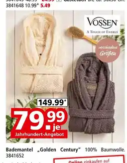 Segmüller Vossen bademantel „golden century“ Angebot