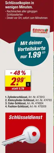 toom Baumarkt Schlüsselkopien in wenigen minuten Angebot