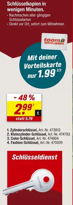 toom Baumarkt Schlüsselkopien in wenigen minuten Angebot
