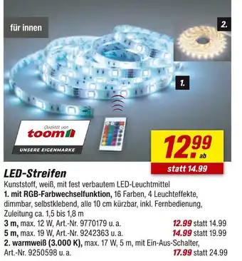 toom Baumarkt Toom led-streifen mit rgb-farbwechselfunktion Angebot