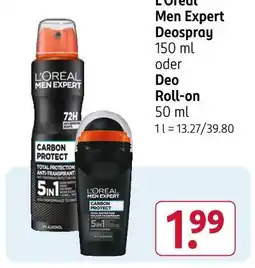 Rossmann L'oreal men expert deospray carbon protect Angebot
