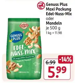 Rossmann Genuss plus maxi packung edel-nuss-mix Angebot