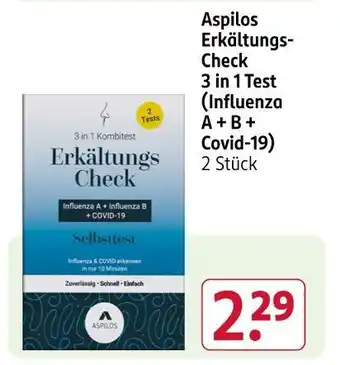 Rossmann Aspilos erkältungs-check 3 in 1 test (influenza a + b + covid-19) Angebot