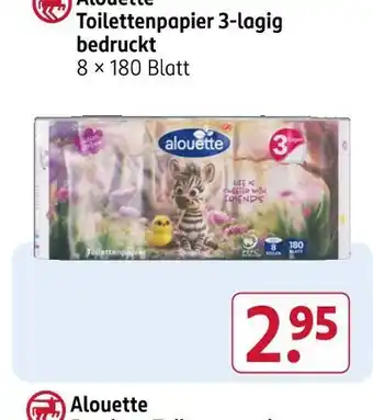 Rossmann Alouette toilettenpapier 3-lagig bedruckt Angebot