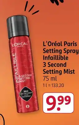 Rossmann L'oréal paris setting spray infaillible 3 second setting mist Angebot